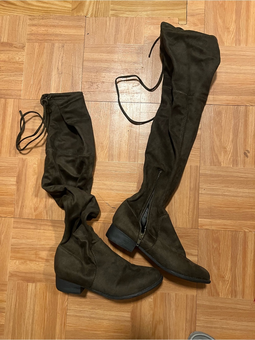 American Eagle Outfitters Olive Over-the-Knee Lace-Up Boots
